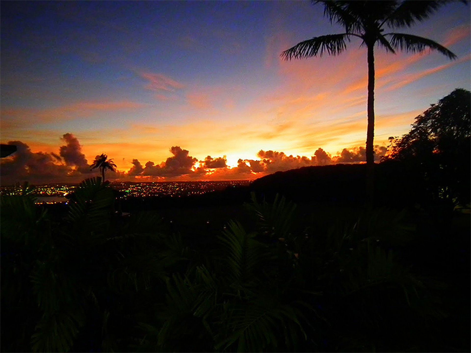 Sunset overlooking the city