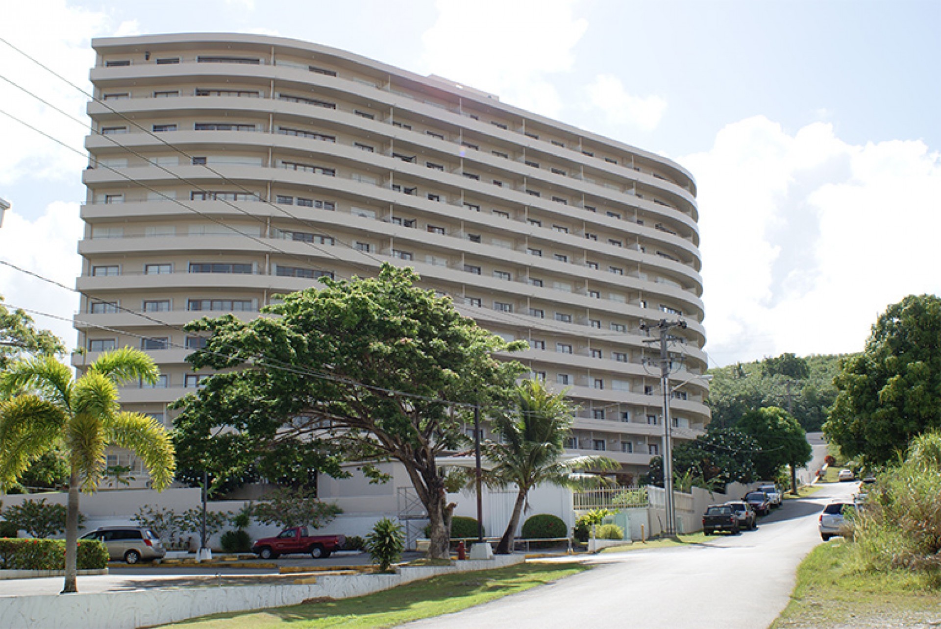 Residential building surrounded by trees